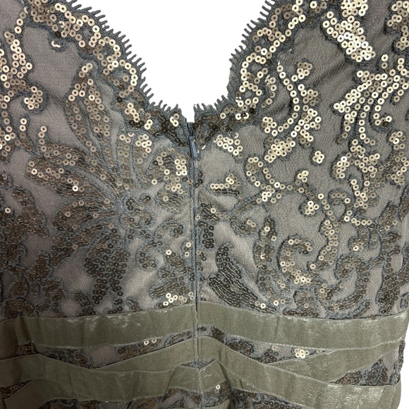 Tadashi Shoji Metallic Embellished Lace Sheath Dress in Smoke Platinum – Size 4 - Picture 9 of 15
